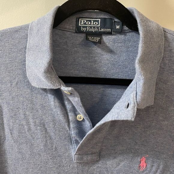 Polo Ralph Lauren Blue Collared Shirt with Pink Logo - Picture 3 of 4